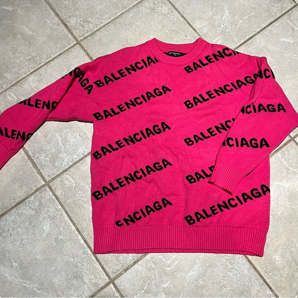 Balenciaga Pink and Black Logo Sweater